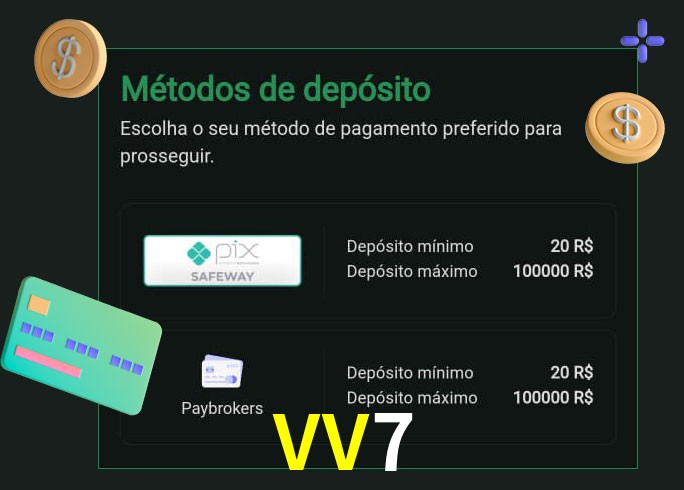 O cassino VV7 oferece uma grande variedade de métodos de pagamento